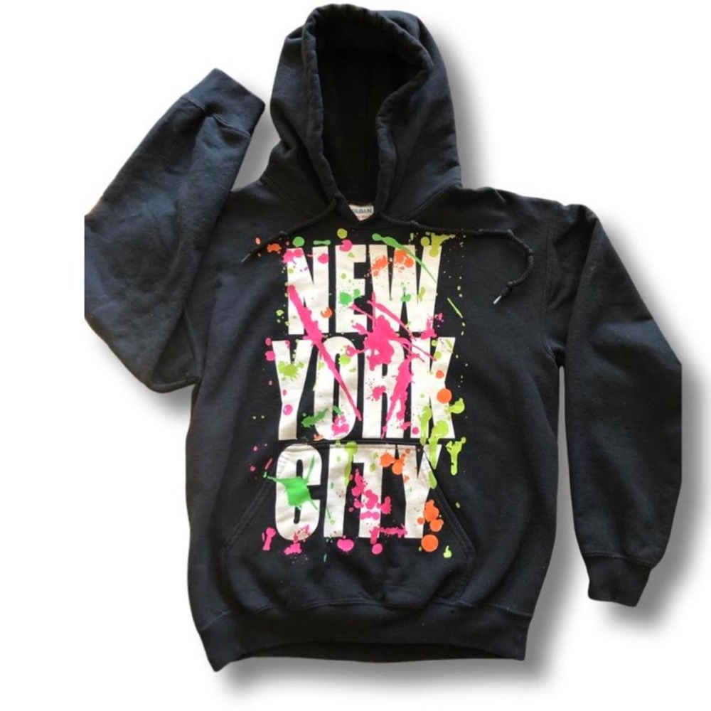 “New York City” splatter paint graphic hoodie